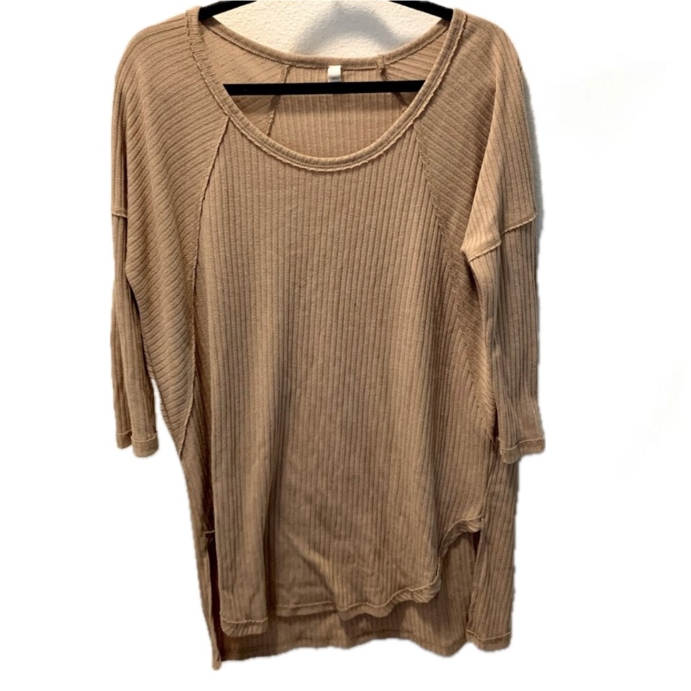 Tan Ribbed Top - Picture 1 of 6